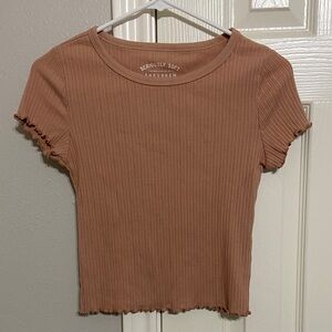 Aeropostale Ribbed Seriously Soft Shrunken Tee - Dusty Rose